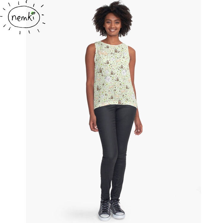 Frettchen Gemusterten Kontrast Tank von nemki