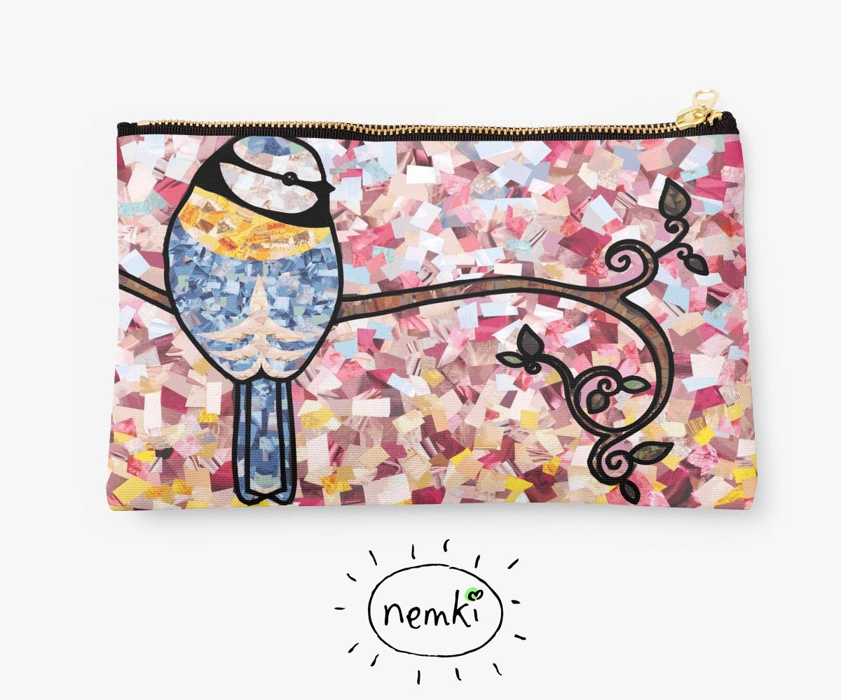 Hübsche Drossel, Vogel Zip-Beutel, Drossel Make-Up Tasche, Niedliche Geschenke, Federmäppchen, Drossel-Liebhaber von nemki