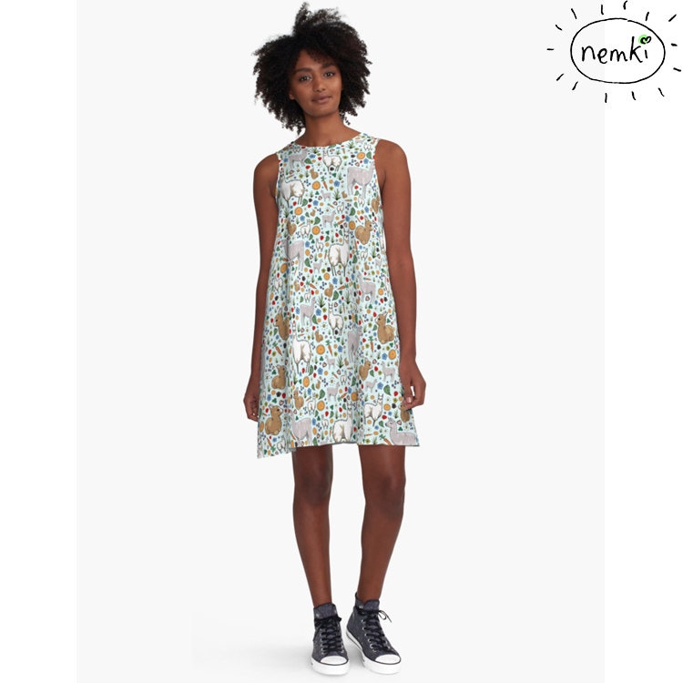 Lama-Kleid Für Frauen Lama-Mode Lama Kleidung Geschenke Sie Lama-Mode-Lama-Muster-Kleid von nemki