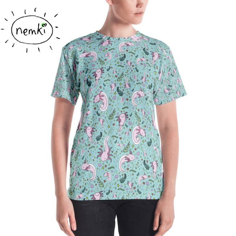 Niedliche Axolotl T-Shirt Frauen Oben Salamander Kleidung Geschenk Für Sie von nemki