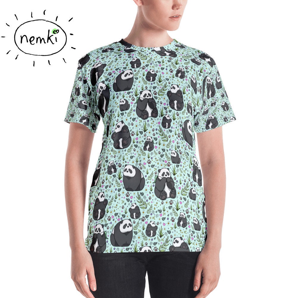 Niedlichen Panda T-Shirt Panda-Bär Frauen Pandas Oben Kleidung Panda-Geschenk Für Sie von nemki