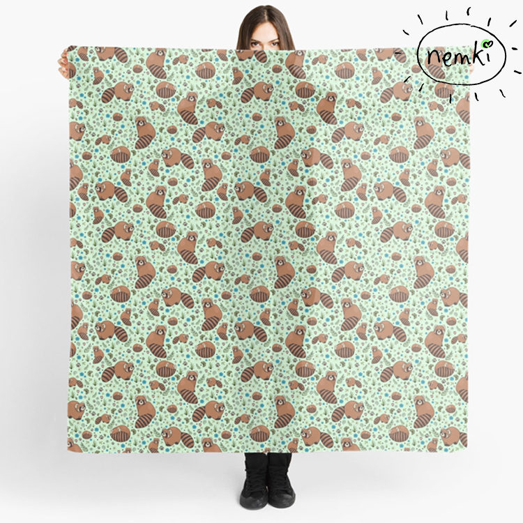 Roter Panda Schal Red Zubehör Süßen Roten Pandas Niedliche Tiere Wald Tier Chiffon von nemki