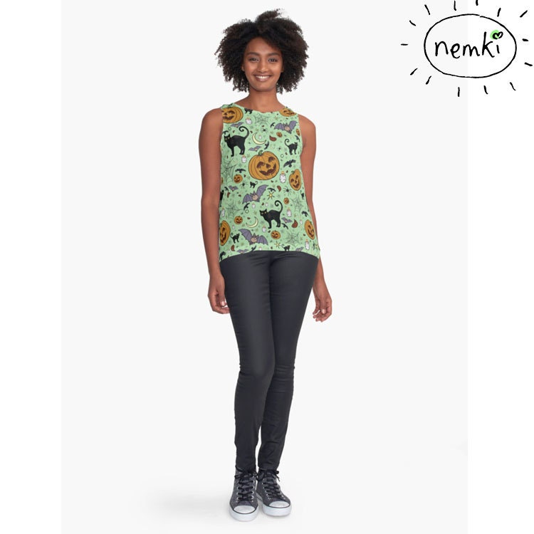 Süße Halloween Oben Süße Goth Gruselig Frauen Unheimlich Niedlich Tank Kleidung von nemki
