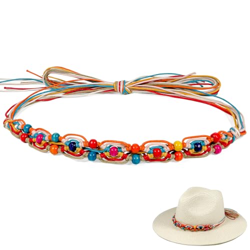 Sonnenhut-Band für Damen, Sommer, Strand, geflochtene Hutbänder für Stroh, Fedora, Cowboy-Cowgirl-Hut, mehrfarbig, Mehrere Farben, Einheitsgröße von nemokamai