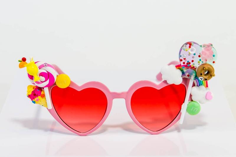 I Heart Candy, Rosa Herz Mattierte Bonbontöne Mit Lollipops von neonpandalondon