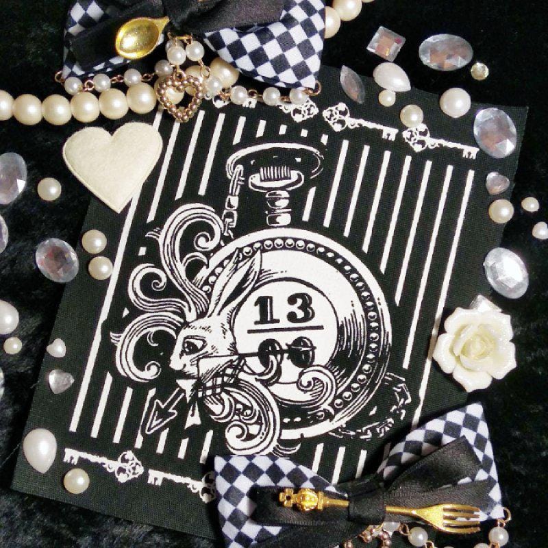 Alice Rabbit & Taschenuhr Steampunk Goth Handmade Sew-On Fabric Patches von neoshiki