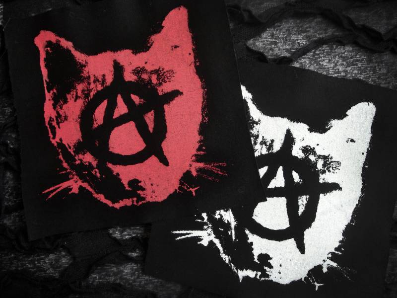 Anarchy Kitty Cat Punk Handgemachte Stoff Aufnäher Zum Aufnähen von neoshiki