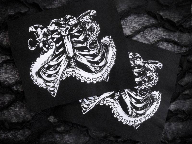 Brustkorb Mit Tentakeln, Steampunk Goth Handmade Sew-On Fabric Patches von neoshiki