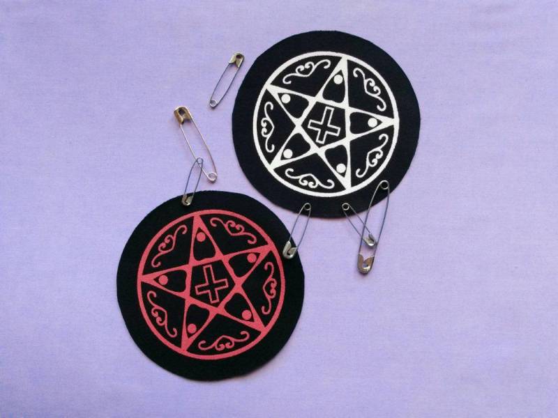 Ouija Planchettes & Pentagram Symbol Metall Punk Handgemachte Aufnäher von neoshiki