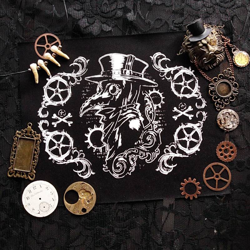 Pest Doktor & Zahnräder Steampunk Goth Handmade Sew-On Fabric Patches von neoshiki