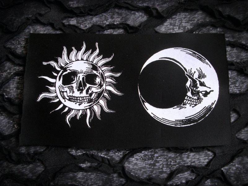 Sun & Moon Ouija Skull Steampunk Goth Handmade Sew-On Fabric Patches Set von neoshiki
