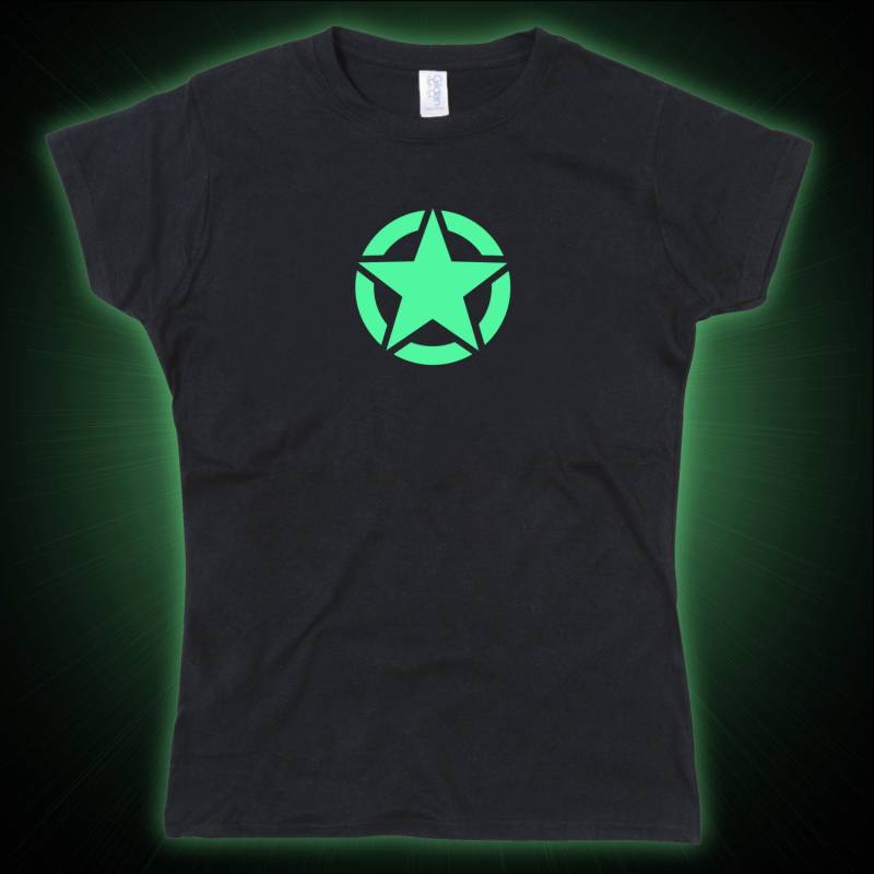 Damen Army Star Glow in The Dark Tshirt von nerdkeyz