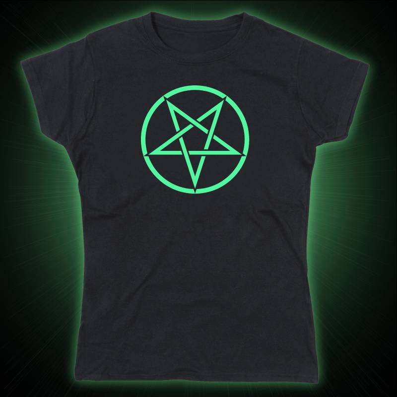 Damen Pentagram Umgekehrt Glow in The Dark Tshirt von nerdkeyz