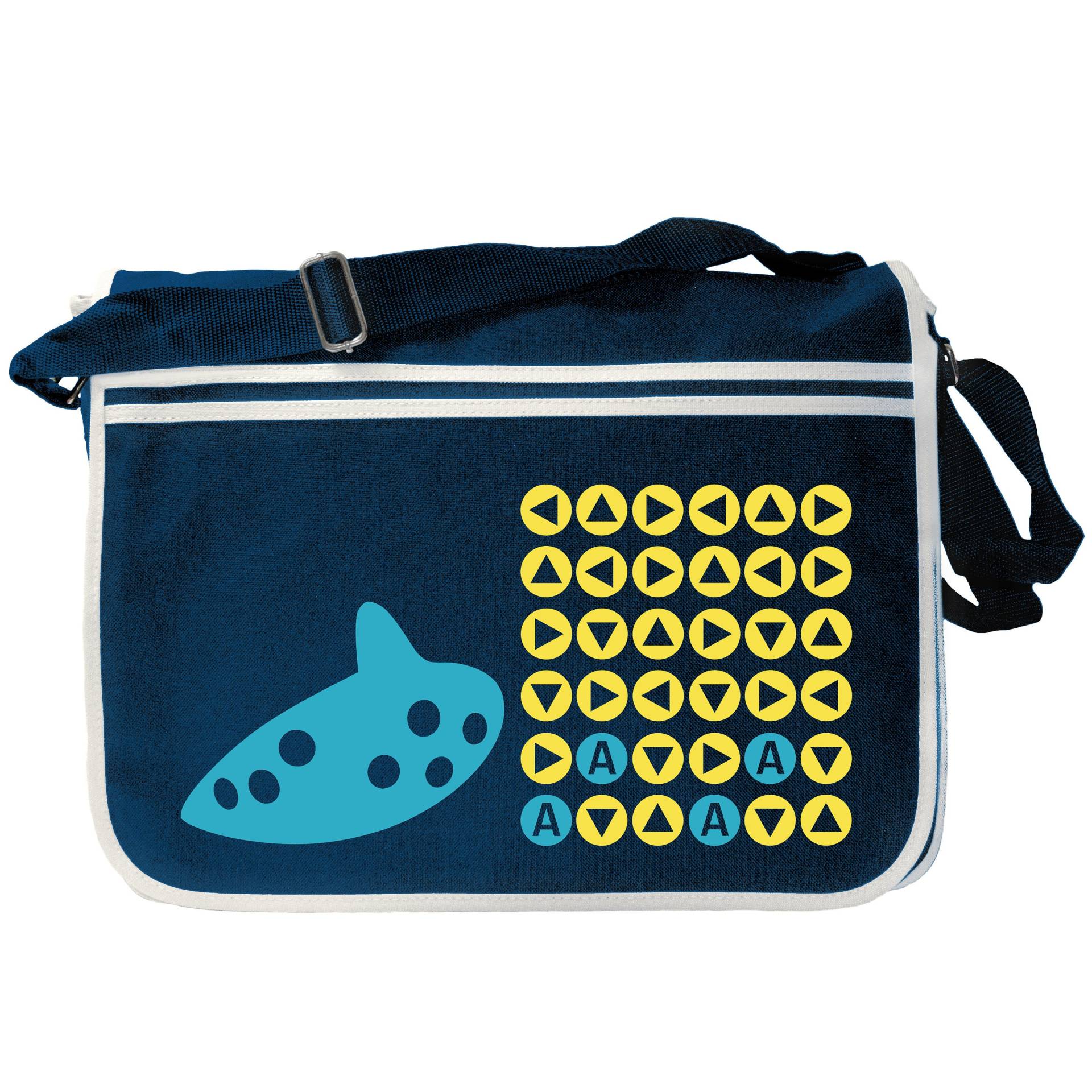 Ocarina Song Notes Messenger Schultertasche in Marineblau Ocarina Song Notes Messenger Schultertasche in Marineblau von nerdkeyz