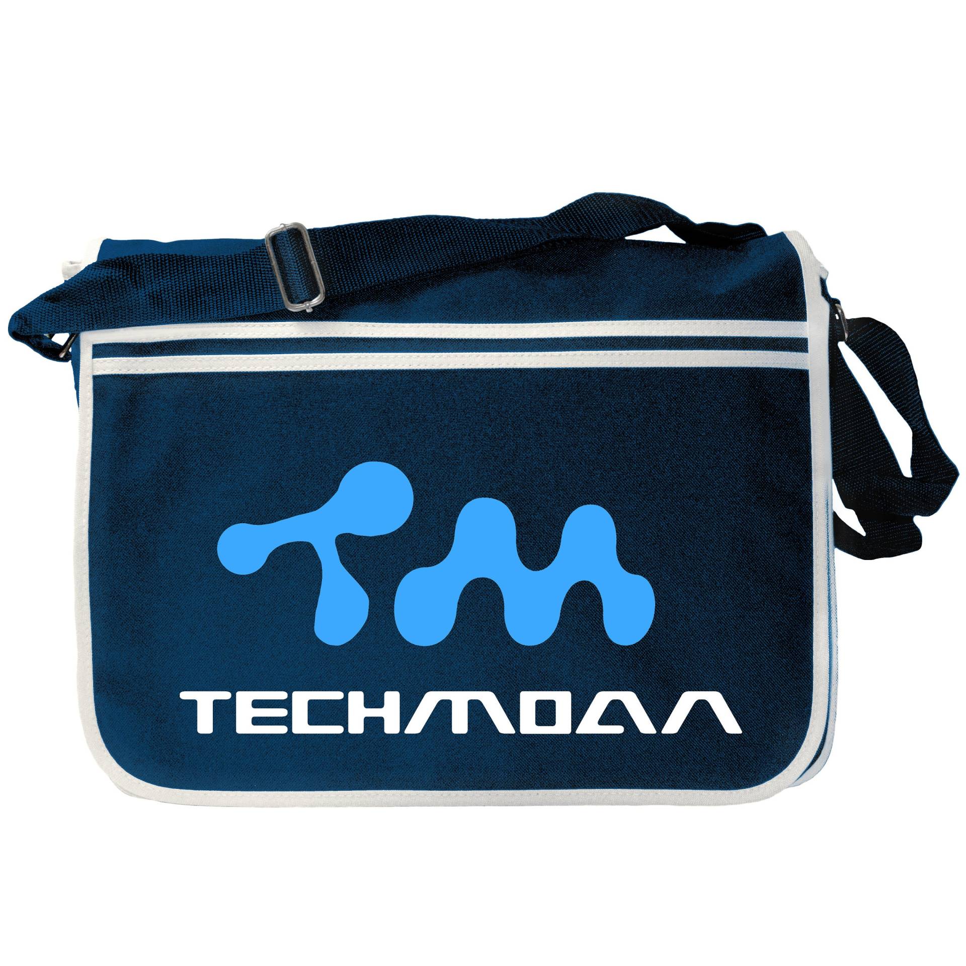 Techmoan Walkman Parodie Logo Navy Blau Messenger Schultertasche Techmoan Walkman Parodie Logo Navy Blau Messenger Schultertasche von nerdkeyz