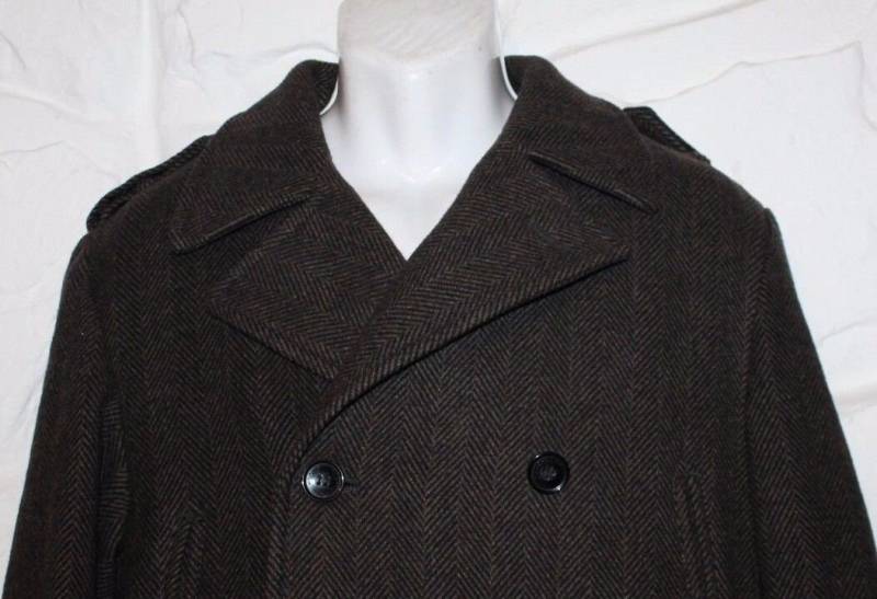 Hervorragende Braune Fischgrät Wolle Mischung Rocha. John Rocha Military Casual Mantel Jacke Größe M von neringasvintageshop