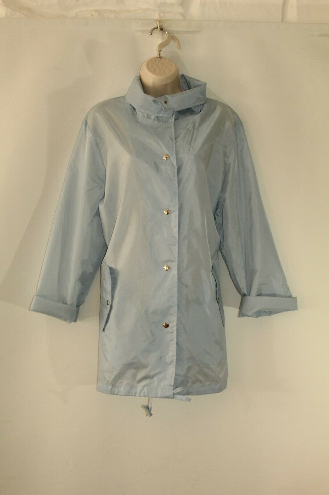 Super Damen Blau Wasserfest Popper Wandern Camping Regenmantel Outdoor Jacke Größe M von neringasvintageshop