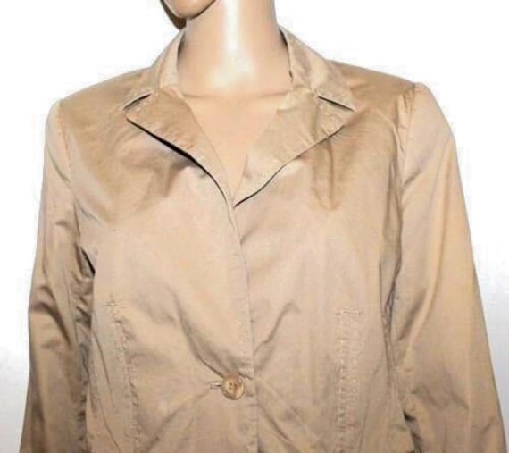 Vintage Beige Baumwolle Tara Kollektion Knopf Ausgestattet Hüfte Länge Blazer Jacke Größe 10/38 von neringasvintageshop