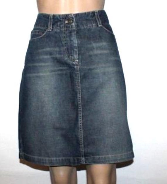 Vintage Blau Denim L.o.g.g Zip Vent Gerader Mini Faded Casual Rock Größe 8/36 L 20 von neringasvintageshop