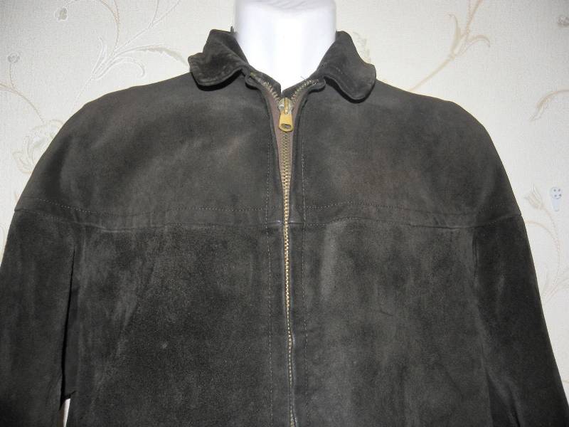 Vintage Braun Wildleder Patanakka Zip Spitze Seite Hüftlang Baker Jacke Größe 48 Grunge von neringasvintageshop