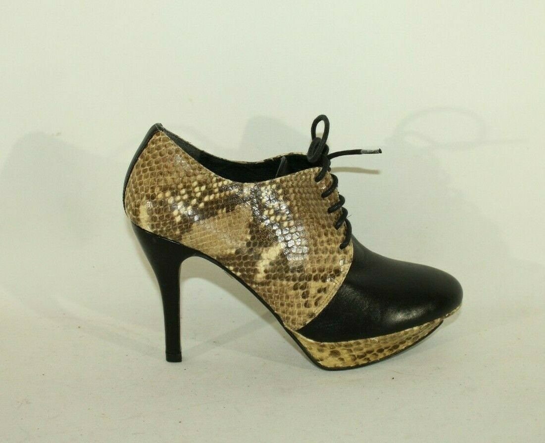 Vintage Damen Schlangeneffekt & Schwarz Leder Elegance Paris Plattform High Heel Schuhe Sz 4/37 von neringasvintageshop