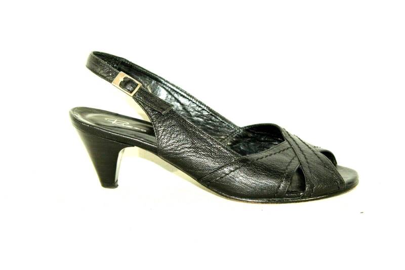 Vintage Damen Schwarz Leder Rizzo Schnalle Offene Zehen Schuhe Casual Sandale Größe 5/38 von neringasvintageshop