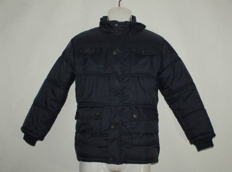 Vintage Dunkel Blauen Stoff Sport Ving Vang Zip Warm Kugelfisch Gepolsterten Manteljacke Größe 12 Jahre von neringasvintageshop