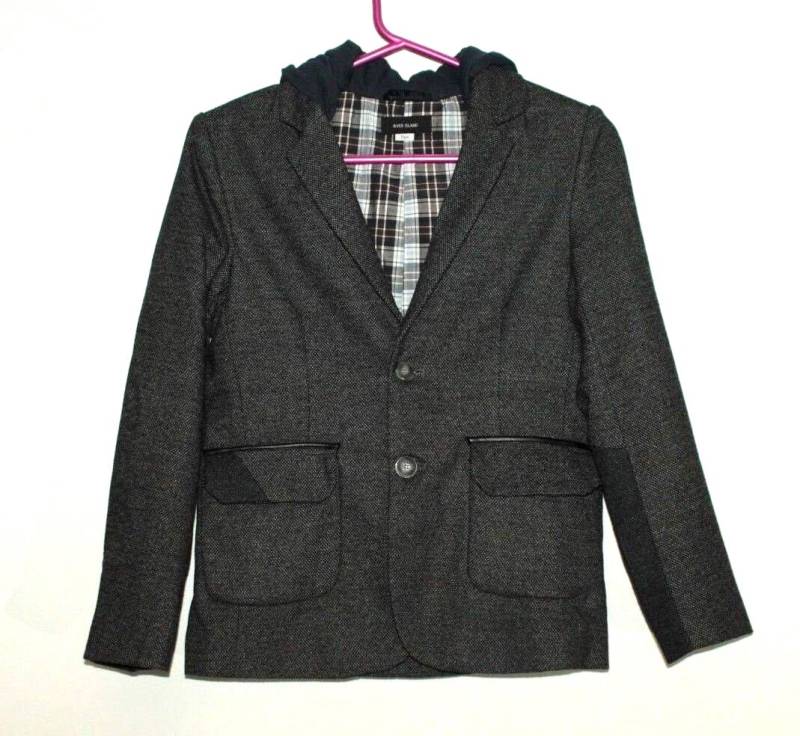 Vintage Erstaunliche Graue Polyester River Island Knopf Ausgestattet Kapuzenjacke Blazer Sz 11 Jahre von neringasvintageshop