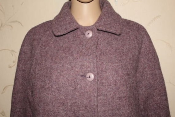 Vintage Lila Wolle Button Vent Zurück Kalb Länge Winter Mantel Jacke Größe 14/42 von neringasvintageshop