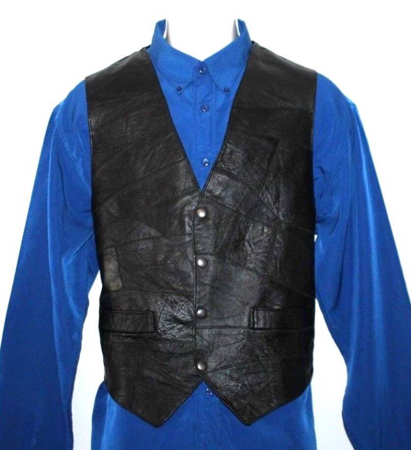 Vintage Schwarze Patch Leder & Andere Popper Cowboy Western Biker Reitweste Größe M von neringasvintageshop