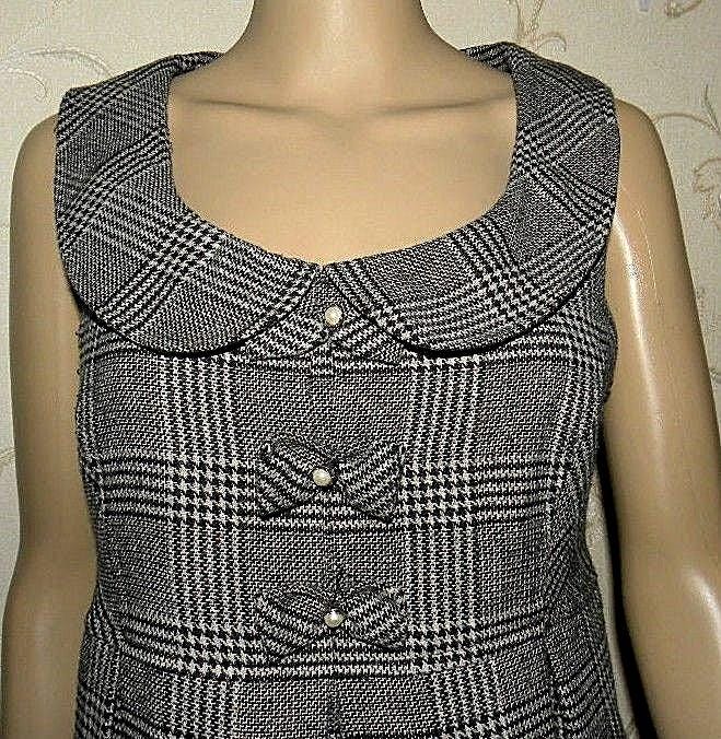 Vintage Superb Grau Atmosphere Ausgestattet Plissiert Ärmellos Casual Tunika Kleid Top 14/42 von neringasvintageshop