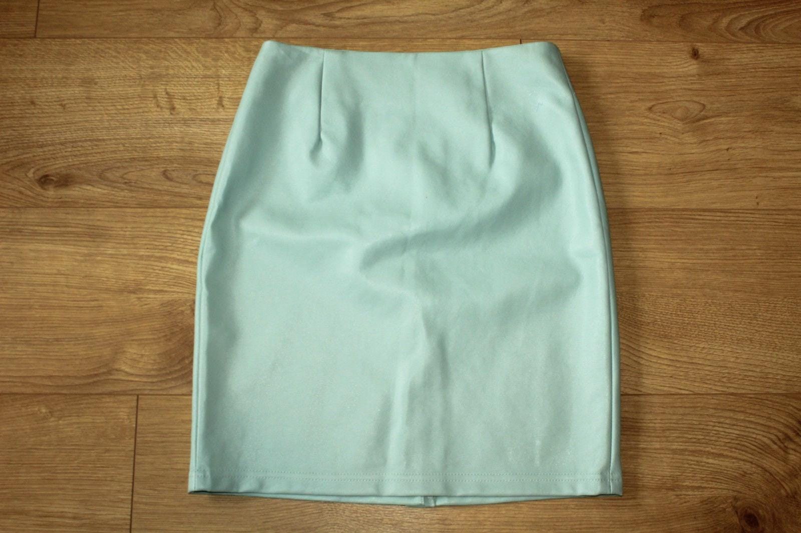 Vintage Türkis Look Leder Atmosphere Gerade Bleistift Clubwear Casual Rock 6/34 von neringasvintageshop