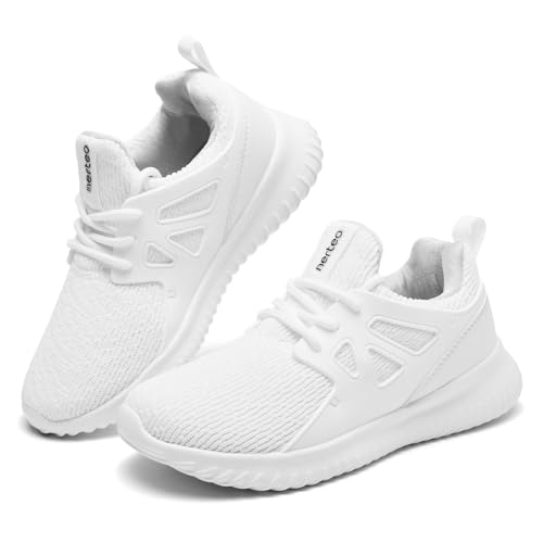 nerteo Turnschuhe Jungen Sportschuhe Kinder Hallenschuhe Laufschuhe Sneaker Fitnessschuhe Leichte Atmungsaktiv weiß 32 EU von nerteo