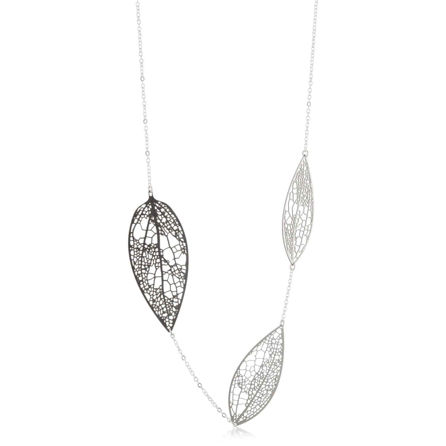 Geätzte Edelstahl-Blatt-Halskette Sterlingsilber-Kette Geätzte Edelstahl-Blatt-Halskette Sterlingsilber-Kette von nervoussystem
