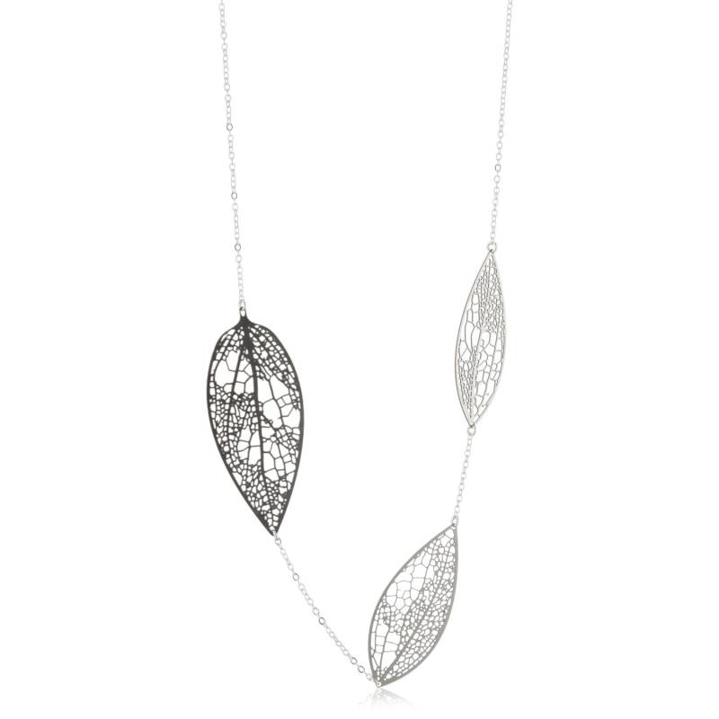 Geätzte Edelstahl-Blatt-Halskette Sterlingsilber-Kette Geätzte Edelstahl-Blatt-Halskette Sterlingsilber-Kette von nervoussystem