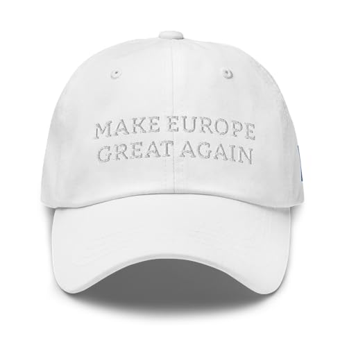 nesell Make Europe Great Again Hochwertige Baseball Cap – Weiß – Präzise Besticktes Logo, Verstellbare Größe für Herren und Damen von nesell