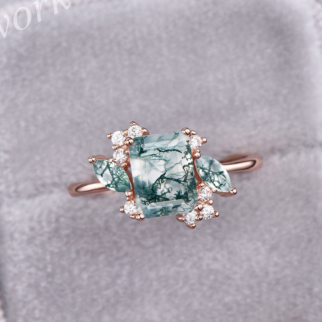 Marquise Smaragd Schliff Moos Achat Verlobungsring Für Frauen Roségold Cluster Unikat Rund Diamant Ring Jubiläumsring Geschenk Marquise Smaragd Schliff Moos Achat Verlobungsring Für Frauen Roségold Cluster Unikat Rund Diamant Ring Jubiläumsring Geschenk von nestwork