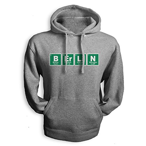 net-shirts Berlin Hoodie Kapuzenpullover City Stadt Chemie Periodensystem Periodic System Chemische Elemente, Größe XXL, grau von net-shirts