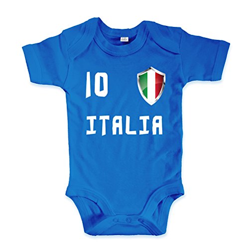 net-shirts Organic Baby Body mit Italia Italien 02 Aufdruck Fußball Fan WM EM Strampler - Spielernummer wählbar, Größe 03-06 Monate-Spielernummer 08 von net-shirts