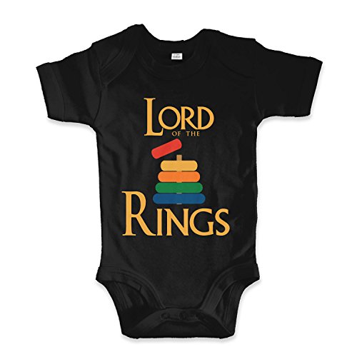 net-shirts Organic Baby Body mit Lord of The Rings Aufdruck Spruch lustig Strampler Babybekleidung aus Bio-Baumwolle mit Zertifikat, Größe 3-6 Monate, Schwarz von net-shirts