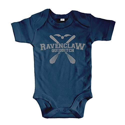 net-shirts Organic Baby Body mit Ravenclaw Quidditch Aufdruck Spruch Motiv süß Cute Strampler aus Bio-Baumwolle Inspired by Harry Potter, Größe 12-18 Monate, Navy von net-shirts