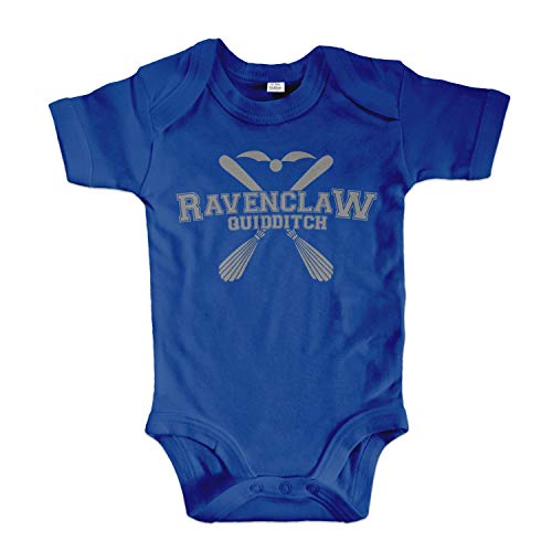 net-shirts Organic Baby Body mit Ravenclaw Quidditch Aufdruck Spruch Motiv süß Cute Strampler aus Bio-Baumwolle Inspired by Harry Potter, Größe 12-18 Monate, blau von net-shirts