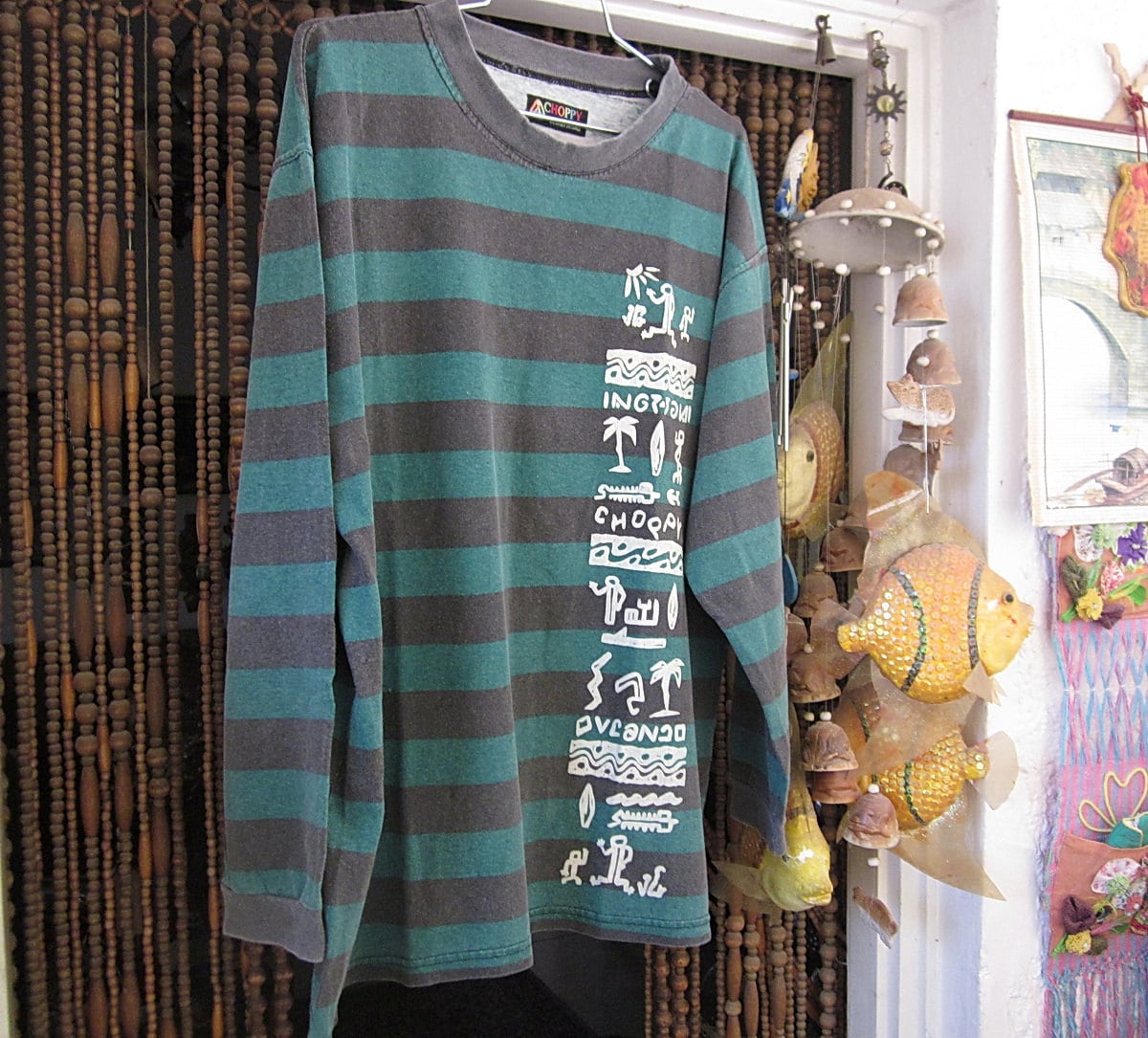 Made in Italy Herren Langarm-Sweatshirt Waldgrün Und Grau Gestreift, Vintage - Large von netanela98