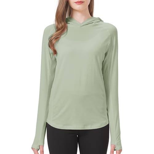 netdraw Damen Ultraweicher Bambusviskose-Hoodie UPF 50+ Sonnenschutz Langarmshirt, Avocado, Mittel von netdraw