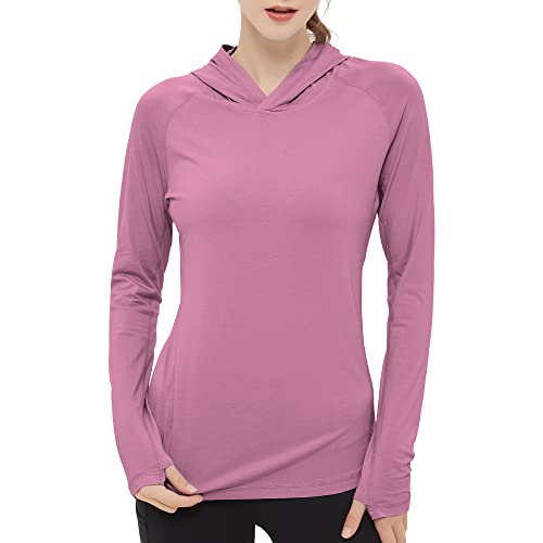 netdraw Damen Ultraweicher Bambusviskose-Hoodie UPF 50+ Sonnenschutz Langarmshirt, Oper mauve, Klein von netdraw