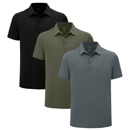 netdraw Leichtes Herren-Poloshirt aus Bambusviskose, ultraweich, gebogener Saum, LSF 50+, lässiger Kragen, Golfshirt, 3er-Pack, Schwarz/Olivgrün/Ölgrau, L netdraw Leichtes Herren-Poloshirt aus Bambusviskose, ultraweich, gebogener Saum, LSF 50+, lässiger Kragen, Golfshirt, 3er-Pack, Schwarz/Olivgrün/Ölgrau, L von netdraw