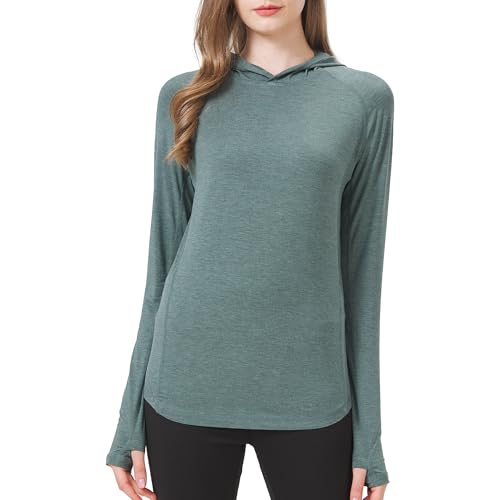 netdraw Ultraweicher Damen-Kapuzenpullover aus Bambusviskose, LSF 50+, Sonnenschutz-Langarmshirt, Heather Moos, XL von netdraw