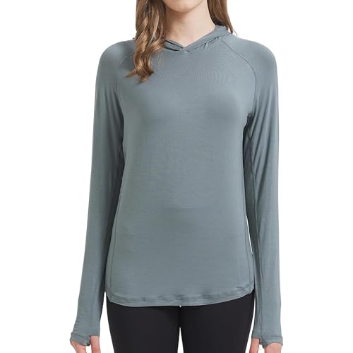 netdraw Ultraweicher Damen-Kapuzenpullover aus Bambusviskose, LSF 50+, Sonnenschutz-Langarmshirt, Tiefer Salbei, XL von netdraw