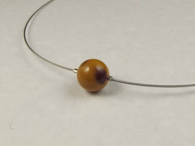 Jaspisperle An Stahlseil von netteschmuck