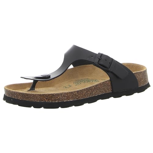 neuB Renania Damen Zehentrenner Leder Schwarz (Schwarz, EU Schuhgrößensystem, Erwachsene, Damen, Numerisch, M, 42) von neu-B
